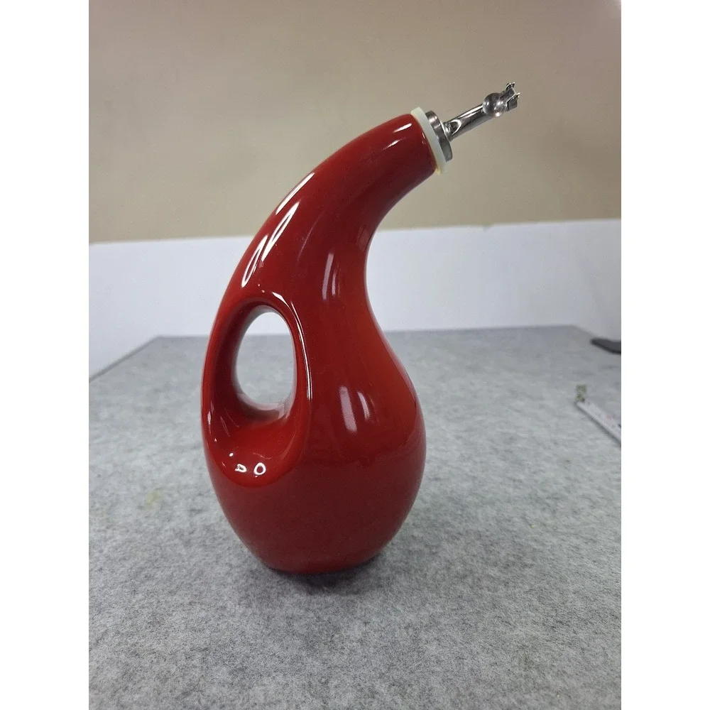 Rachael Ray Red Stoneware EVOO Olive Oil Dispensing Bottle Cruet H016S